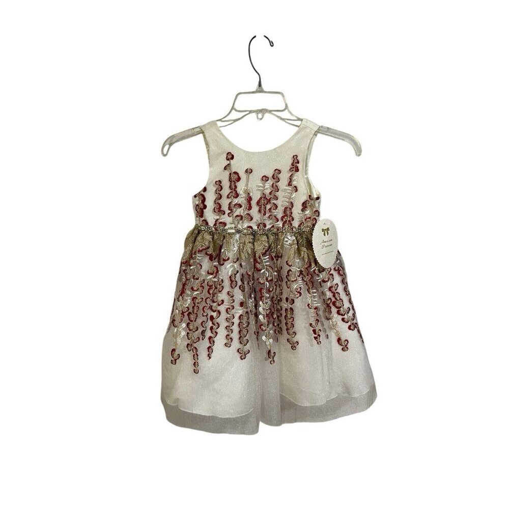 American Princess Little Girls Dress Size 5 Fancy Burgundy & Gold Holiday Event
